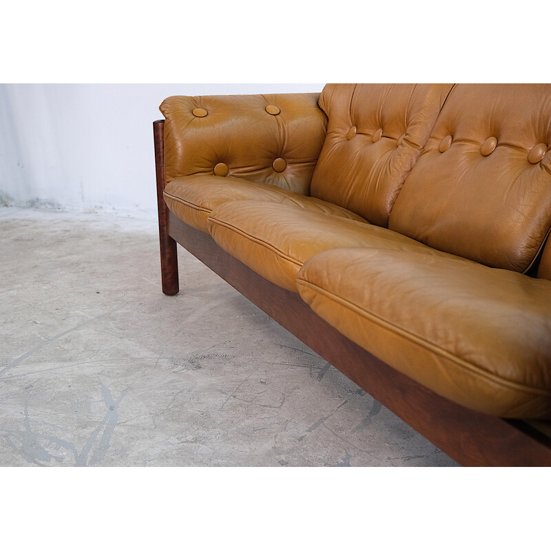 Mid century leather three seater sofa, 1960s