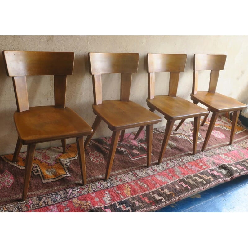 Set di 4 sedie da pranzo vintage a gambe strombate in stile