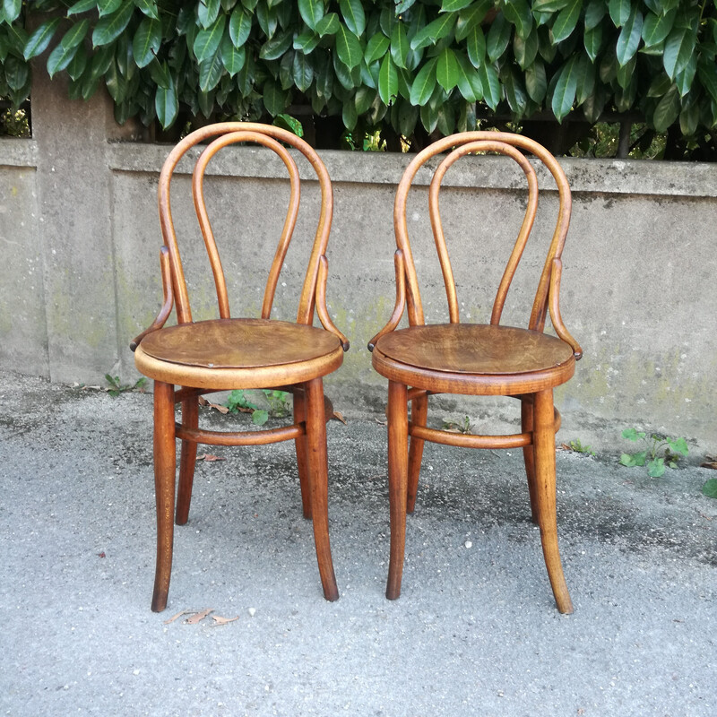 Paar vintage Thonet stoelen n°18 in beukenhout, 1900