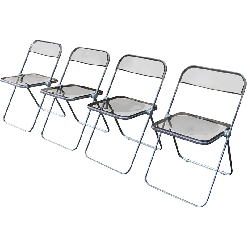 Set of 4 vintage folding chairs by Giancarlo Piretti for Castelli, 1967