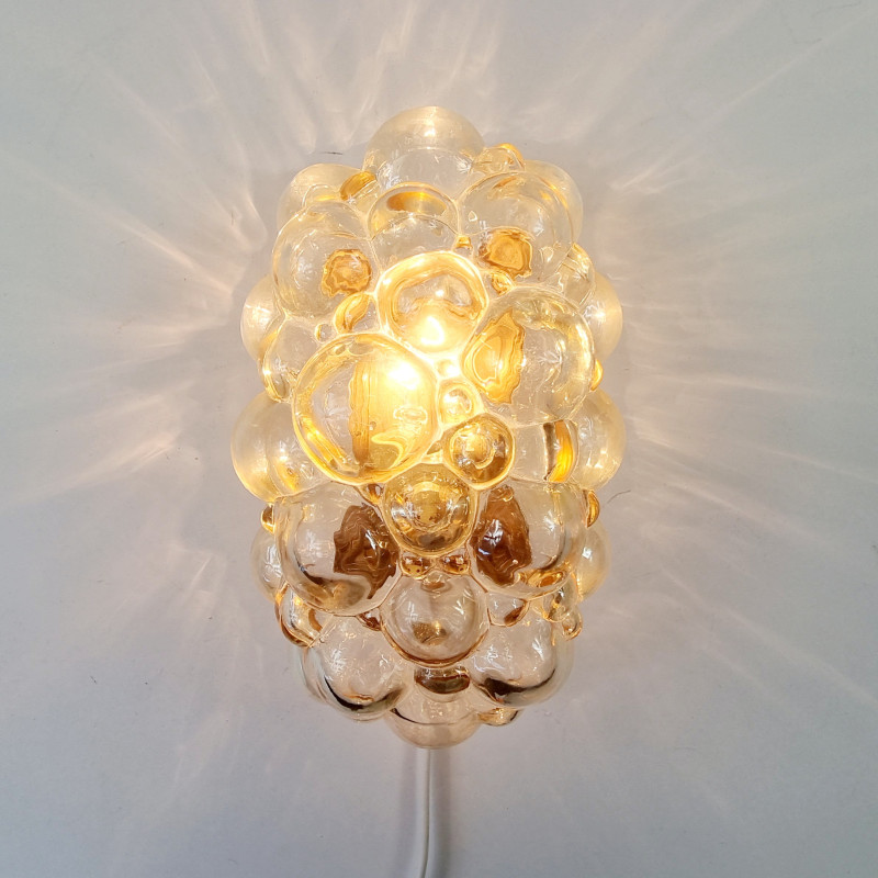 Coppia di lampade da parete vintage in vetro a bolle d'aria di Helena  Tynell per