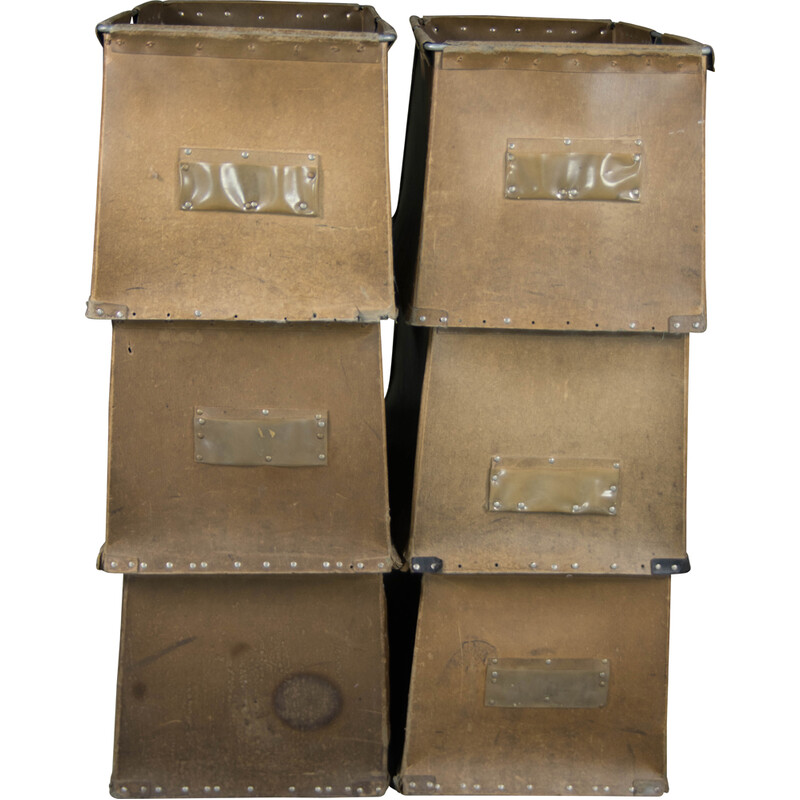 Caja de almacenamiento y transporte industrial vintage de la Bauhaus, 1930