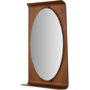 Specchi da parete ottagonali vintage in legno e bronzo, set di 2