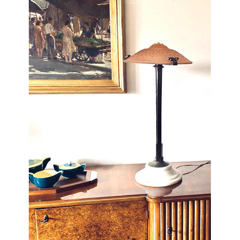 Lampe de table Art déco vintage par Muller Frères Luneville pour Edgar  Brandt, France 1930