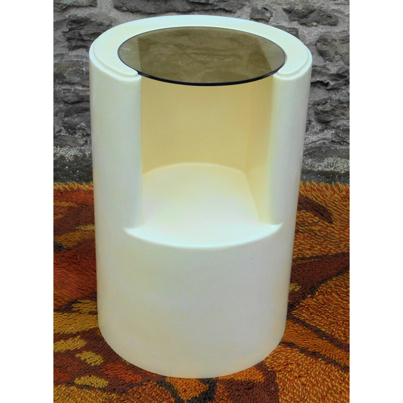 Table de chevet cylindrique vintage en fibre de verre, 1960