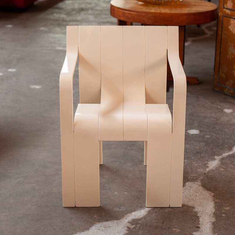 Set van 4 vintage witte Strip stoelen van Gijs Bakker voor Castelijn, 1974