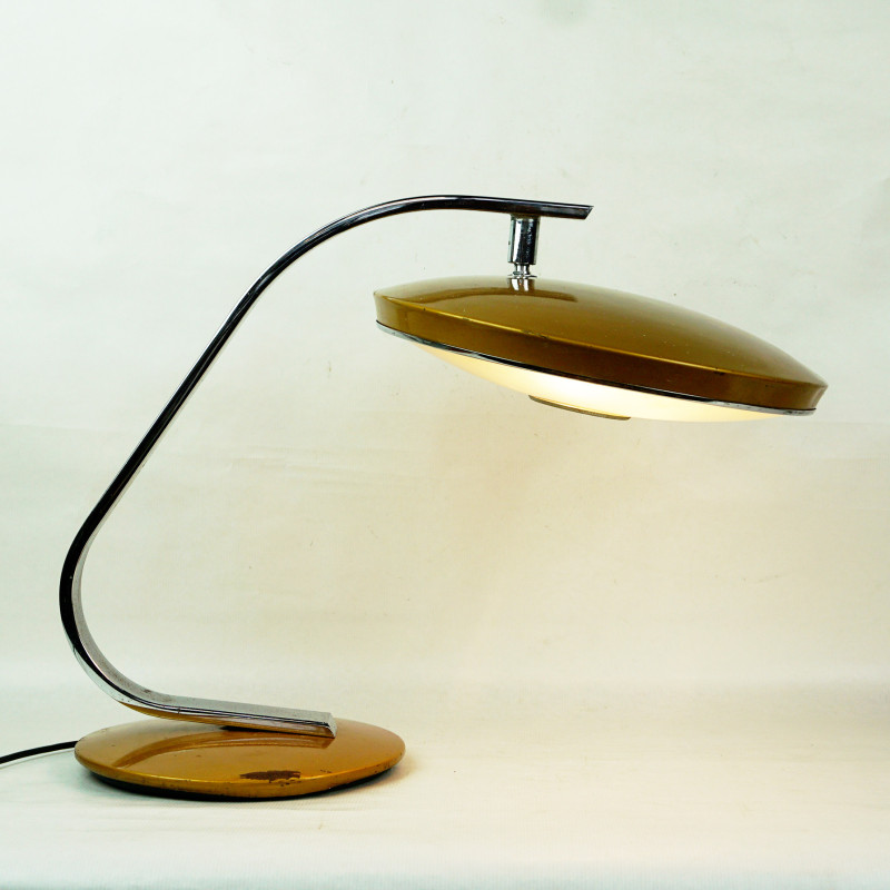 Lampe de bureau espagnole vintage brun doré mod. 520 de Fase Madrid, 1960