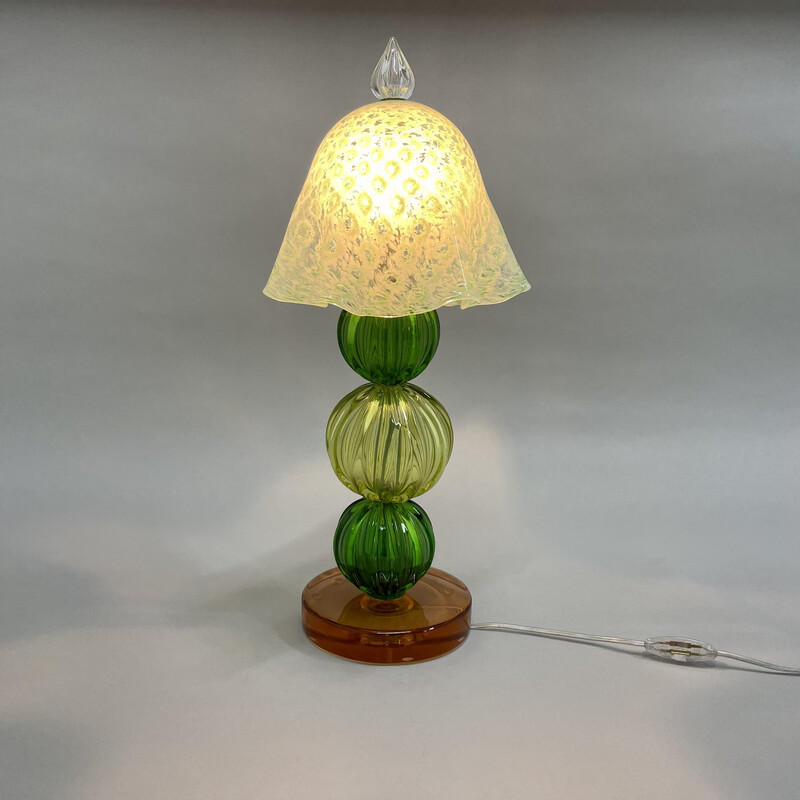 Lampada da tavolo a fungo in vetro di Murano vintage, anni '90