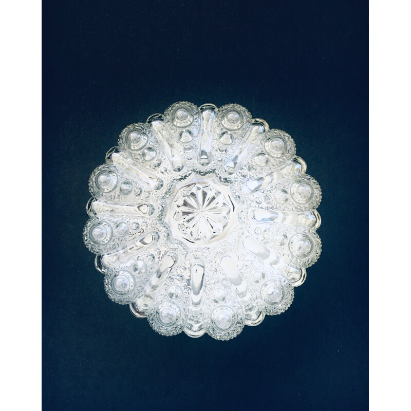 Vintage raised flower glass wall lamp by Rzb Leuchten, Germany 1960s
