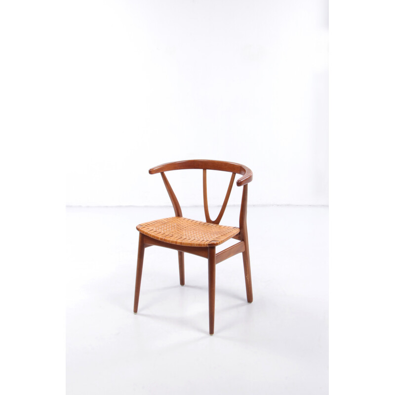 wooden chair with rattan seat