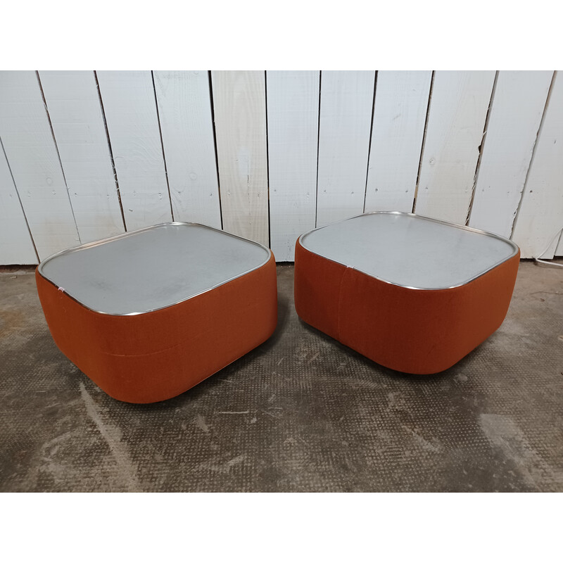 Pair of vintage coffee tables with casters
