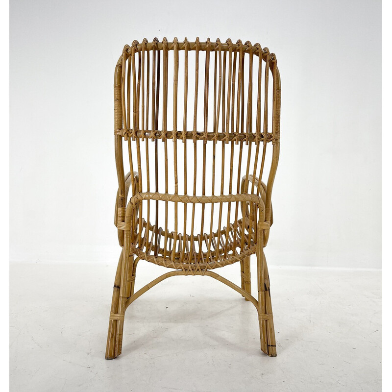 Italiaanse vintage rotan fauteuil van Franco Albini, 1960