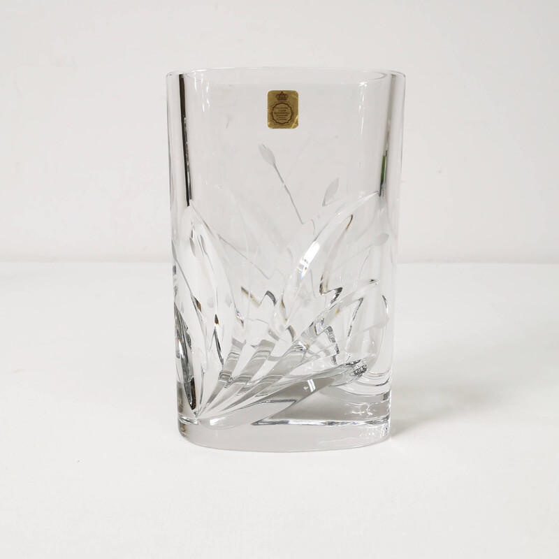 Vintage oval crystal vase by Bleikristal, Germany 1960s