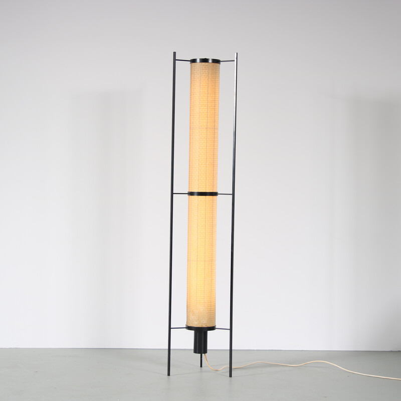 Vintage St46 floor lamp with fiberglass shade by Kho Liang Ie for  Artiforte, Netherlands 1950s