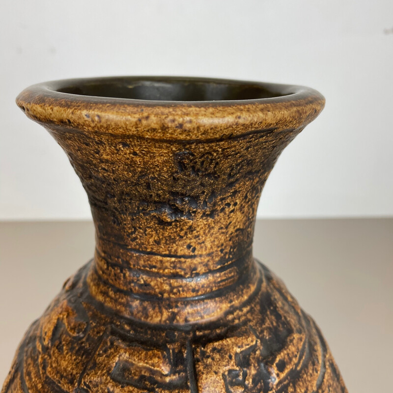 Vase vintage en poterie de lave grasse colorée "Maya Tiki" par Jasba  Ceramics, Allemagne 1970
