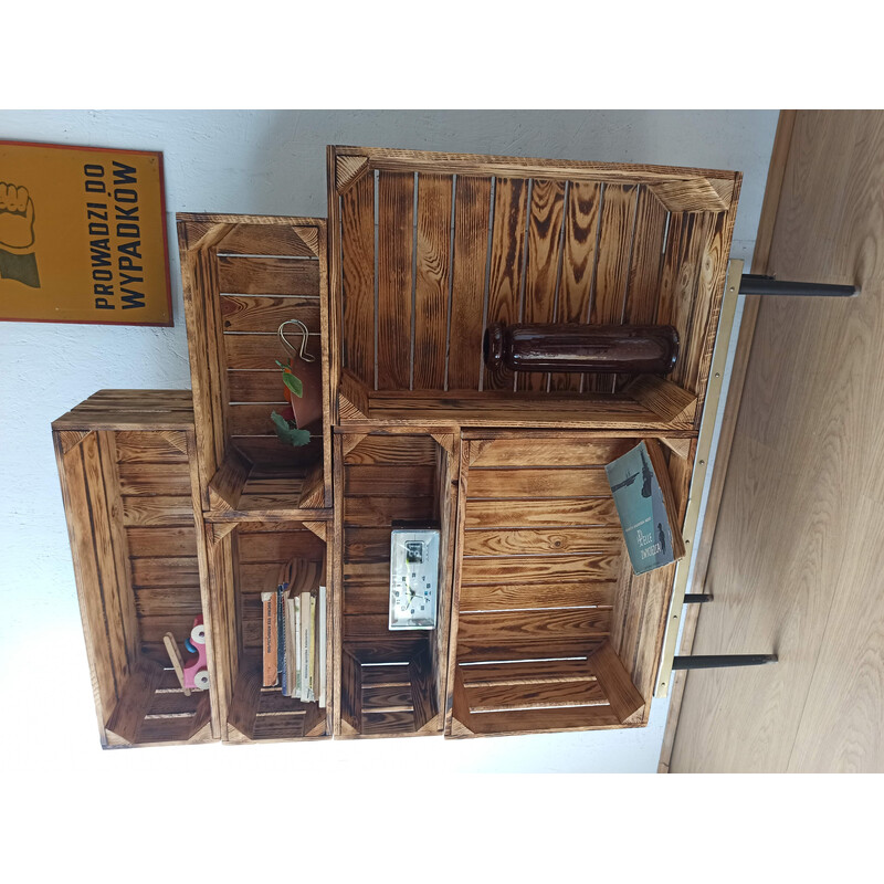 Set van vintage houten kisten