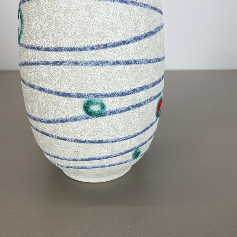 Vase colorée vintage en céramique de poterie "Stripe and Dots" pour Jasba  Ceramics, Allemagne 1950