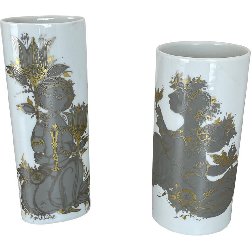 Paire de vases vintage en porcelaine de Björn Wiinblad pour Rosenthal  studio line, Allemagne 1970