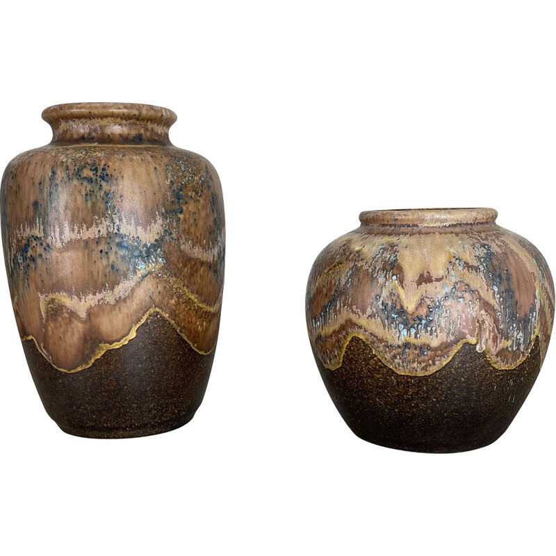 Pair of vintage ceramic pottery "lava" vases by Dümler and Breiden, Germany  1960s