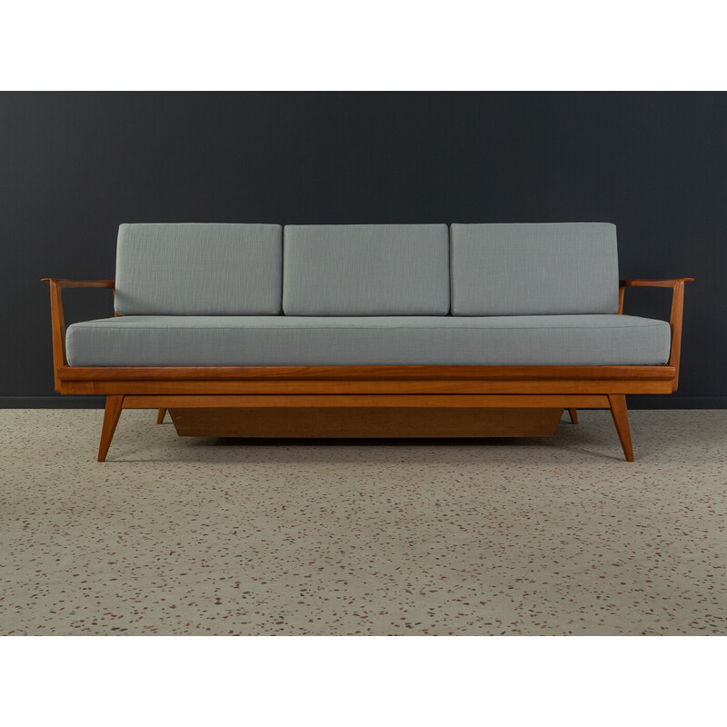 Vintage sofa in cherry wood and fabric by Knoll Antimott, Germany 1950s