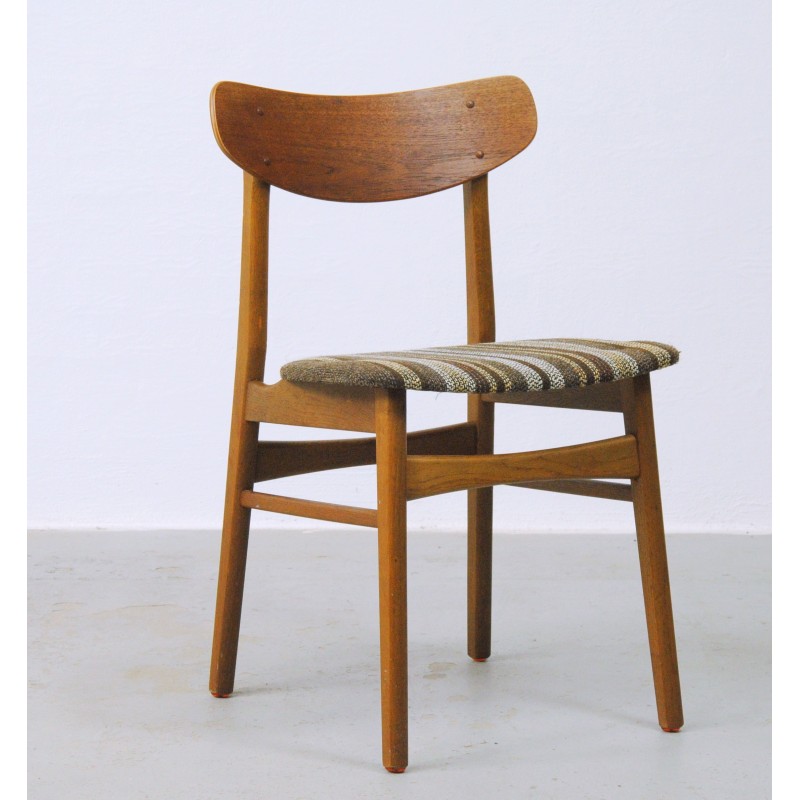 Set di 5 sedie da pranzo danesi vintage in teak e legno di quercia, anni '60