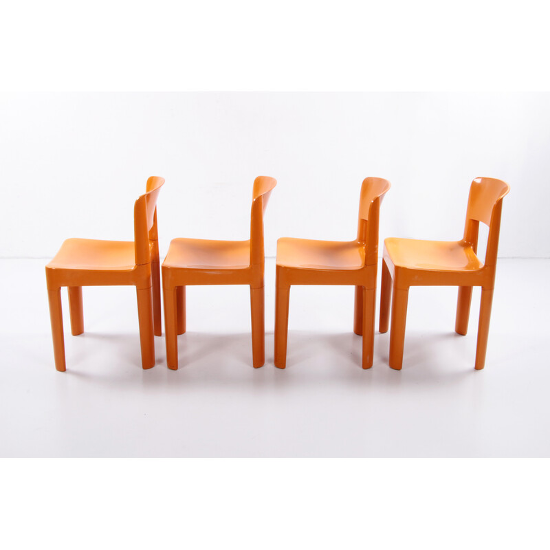 Set di 4 sedie vintage Allibert in plastica arancione, Francia anni '70
