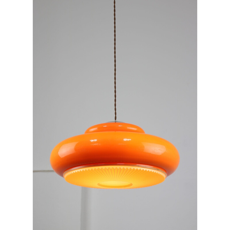 Mid-century oranje acryl hanglamp, Italië