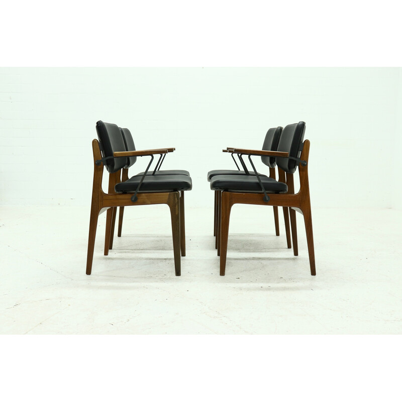 Set van 4 vintage scandinavische teak en skai stoelen, jaren 1960