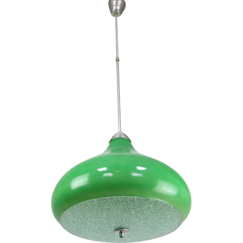 Italiaanse mid-century groene glazen hanglamp