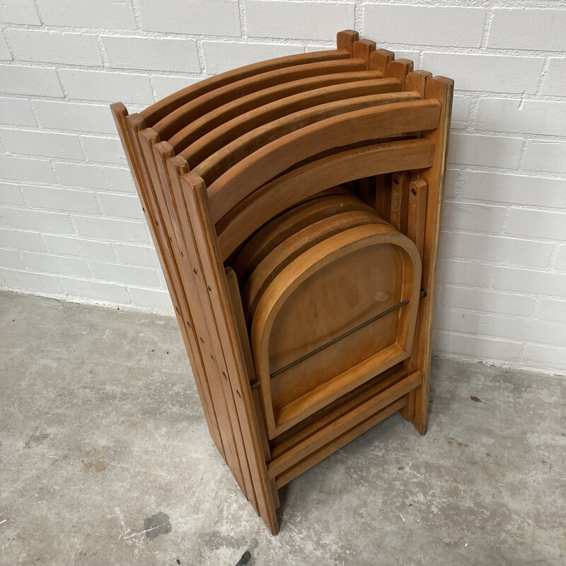 Set di 6 sedie pieghevoli in legno vintage, anni '60