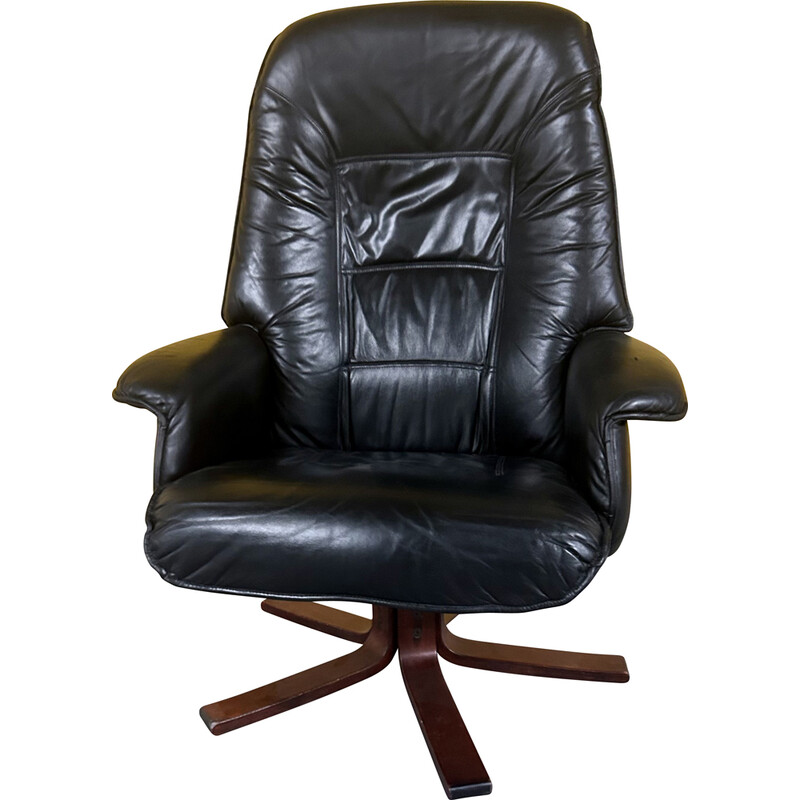 black leather swivel armchair