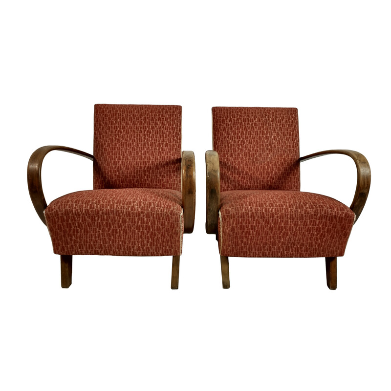 Pair of vintage armchairs model H-227 by Jindrich Halabala for Up Závody,  1950s