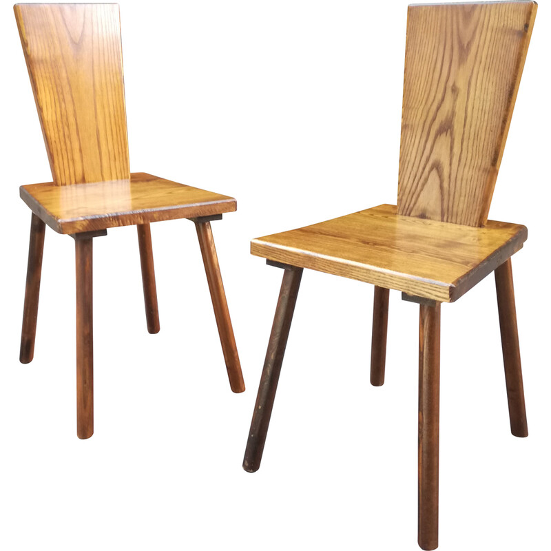 Paar französische Vintage-Stühle aus Eiche