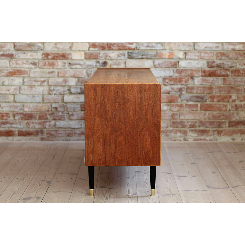 Credenza vintage scandinava in teak e ottone di Nils Jonsson per Hugo Troeds, 1960