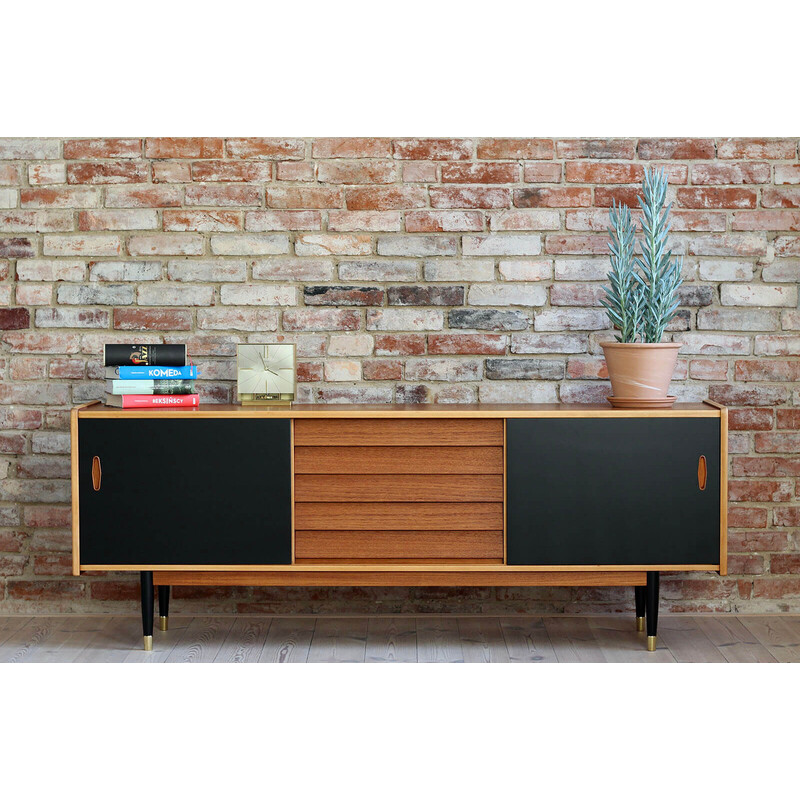 Credenza vintage scandinava in teak e ottone di Nils Jonsson per Hugo Troeds, 1960