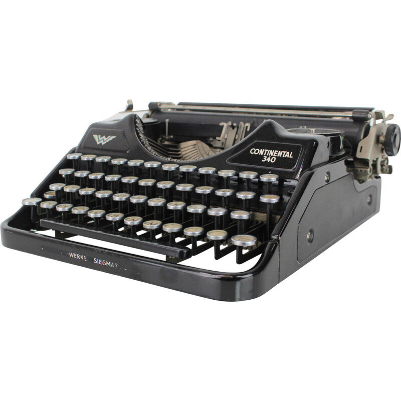 Tragbare Schreibmaschine aus Metall, Stahl und Chrom, Deutschland  1931-1940er Jahre
