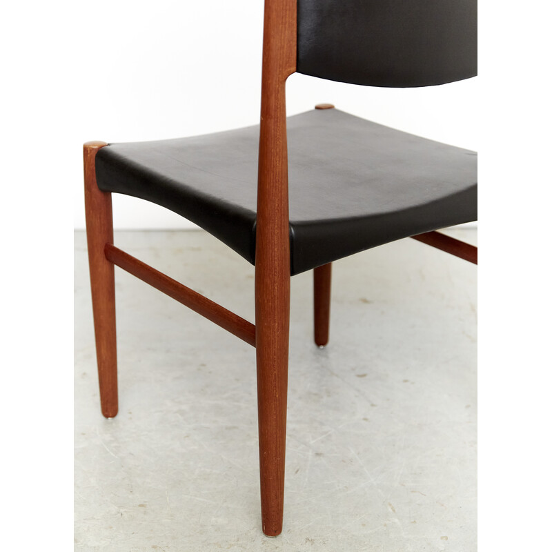 Vintage stoel in teak en zwart kunstleer van Grete Jalk voor Glostrup, 1960