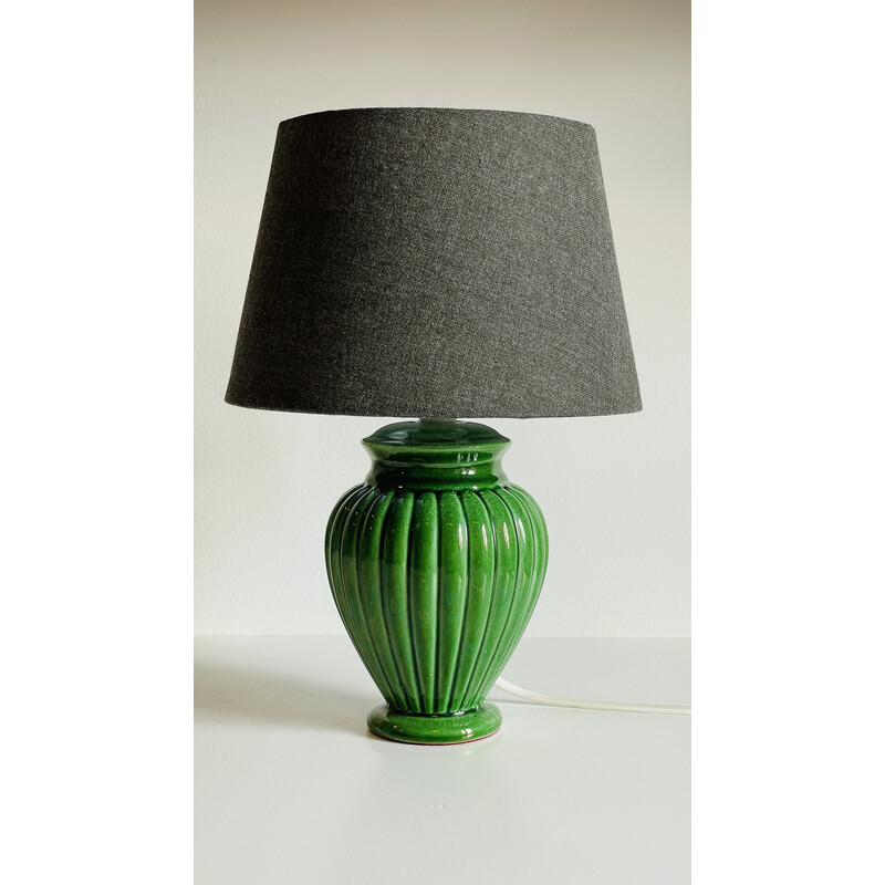 Vintage-Lampe aus grüner Keramik und Emaille, 1990