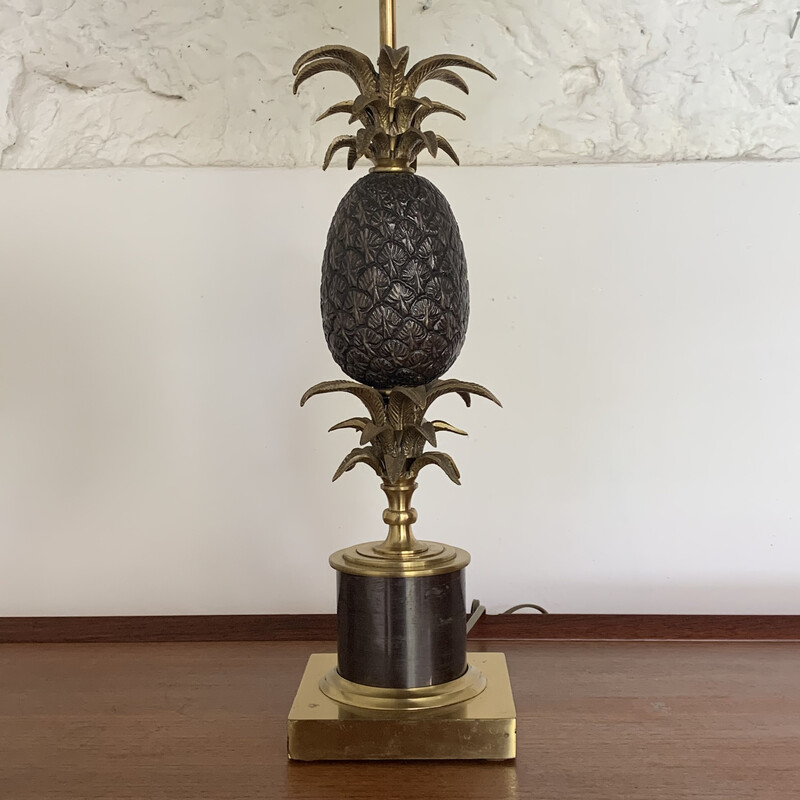 Vintage pineapple lamp in bronze and brass for Maison Charles, 1960s