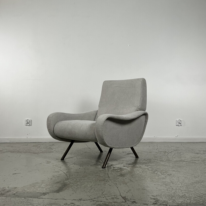 Poltrona vintage con divano in metallo cromato "Lady chair" di Marco Zanuso  per Arflex, 1950