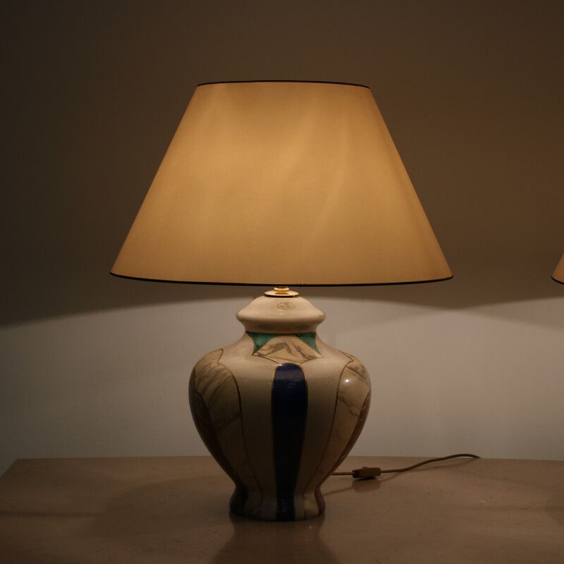 Coppia di lampade da tavolo vintage in ceramica di Paulo Marioni per  Marioni, Italia 1960