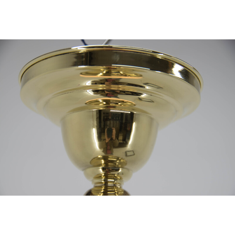 Vintage pendant lamp in opaline glass and brass, 1910s