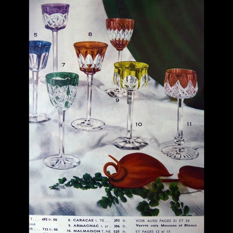 Ensemble de 6 verres à vin vintage "Armagnac" en cristal par Baccarat, 1970