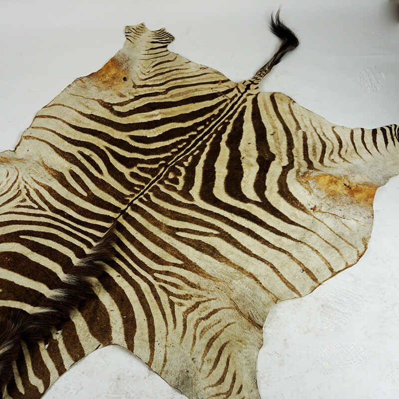 Tappeto vintage in pelle di zebra