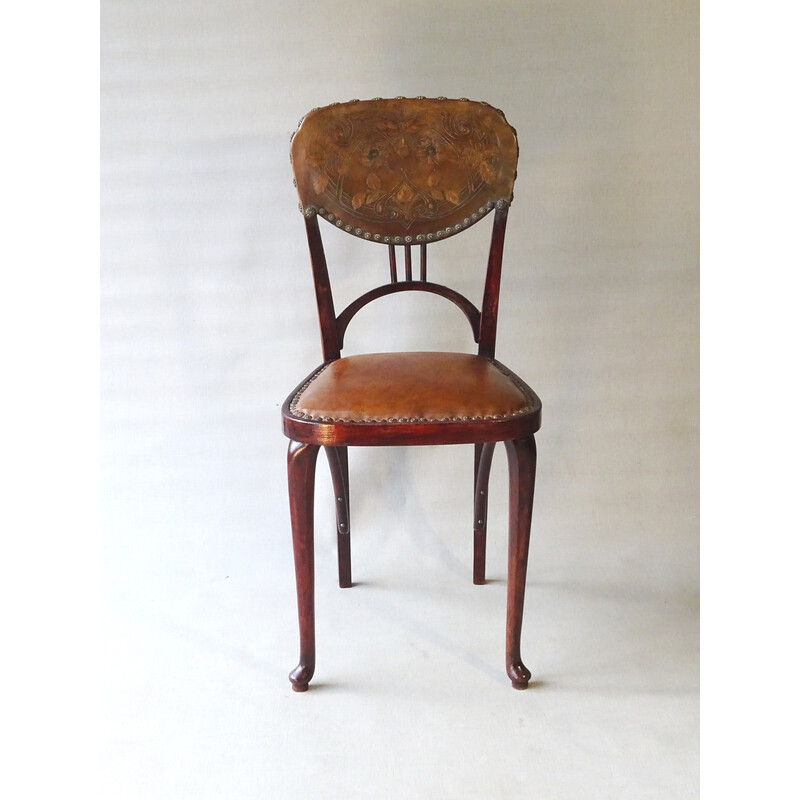 2 sillas Thonet N° 461 art nouveau - 1910 - cuero repujado