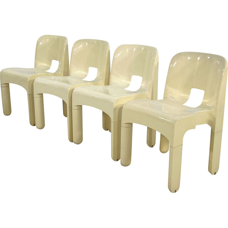 Set of 4 vintage Universale chairs model 4868/69 in plastic by Joe Colombo  for Kartell,