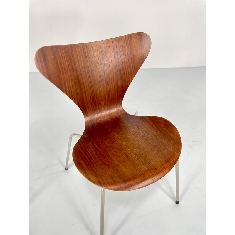 Coppia di sedie "a farfalla" vintage in teak e nichel di Arne Jacobsen per  Fritz Hansen,