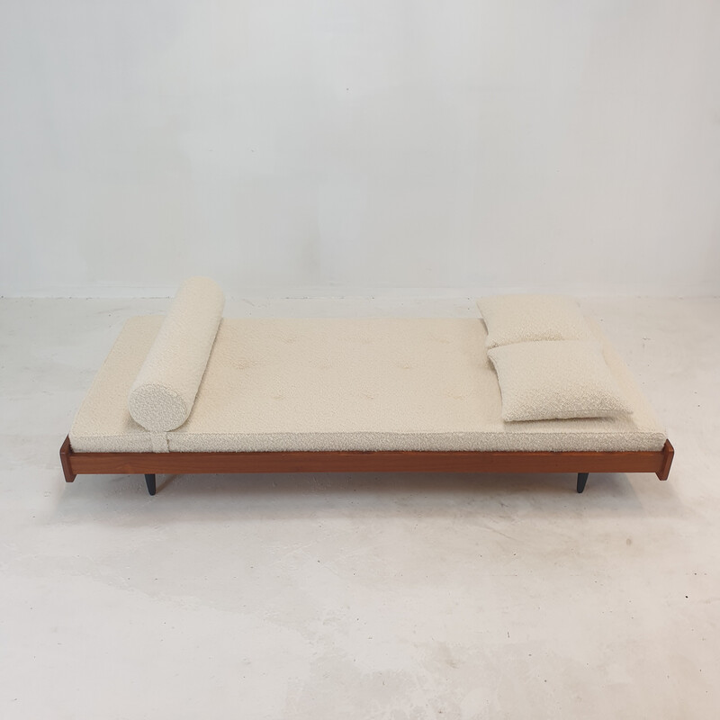 Vintage teak daybed with cushions and bolster, Netherlands 1960s