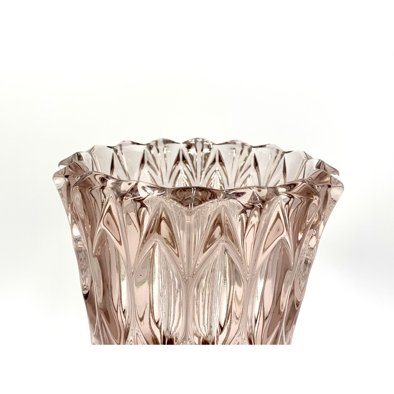 Vintage Vase aus rosa Kristall, Tschechische Republik 1960er Jahre