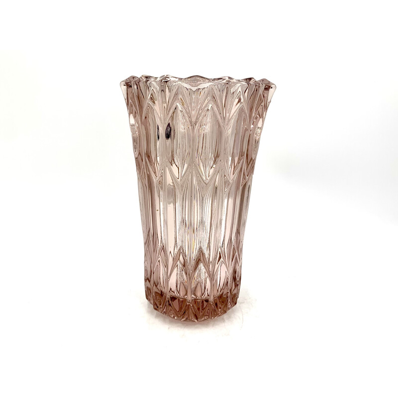 Vintage Vase aus rosa Kristall, Tschechische Republik 1960er Jahre